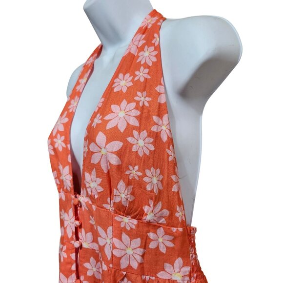 Billabong x Wrangler Women's Large Hung Up Dress Fireside Floral Print  Peach - Picture 9 of 12